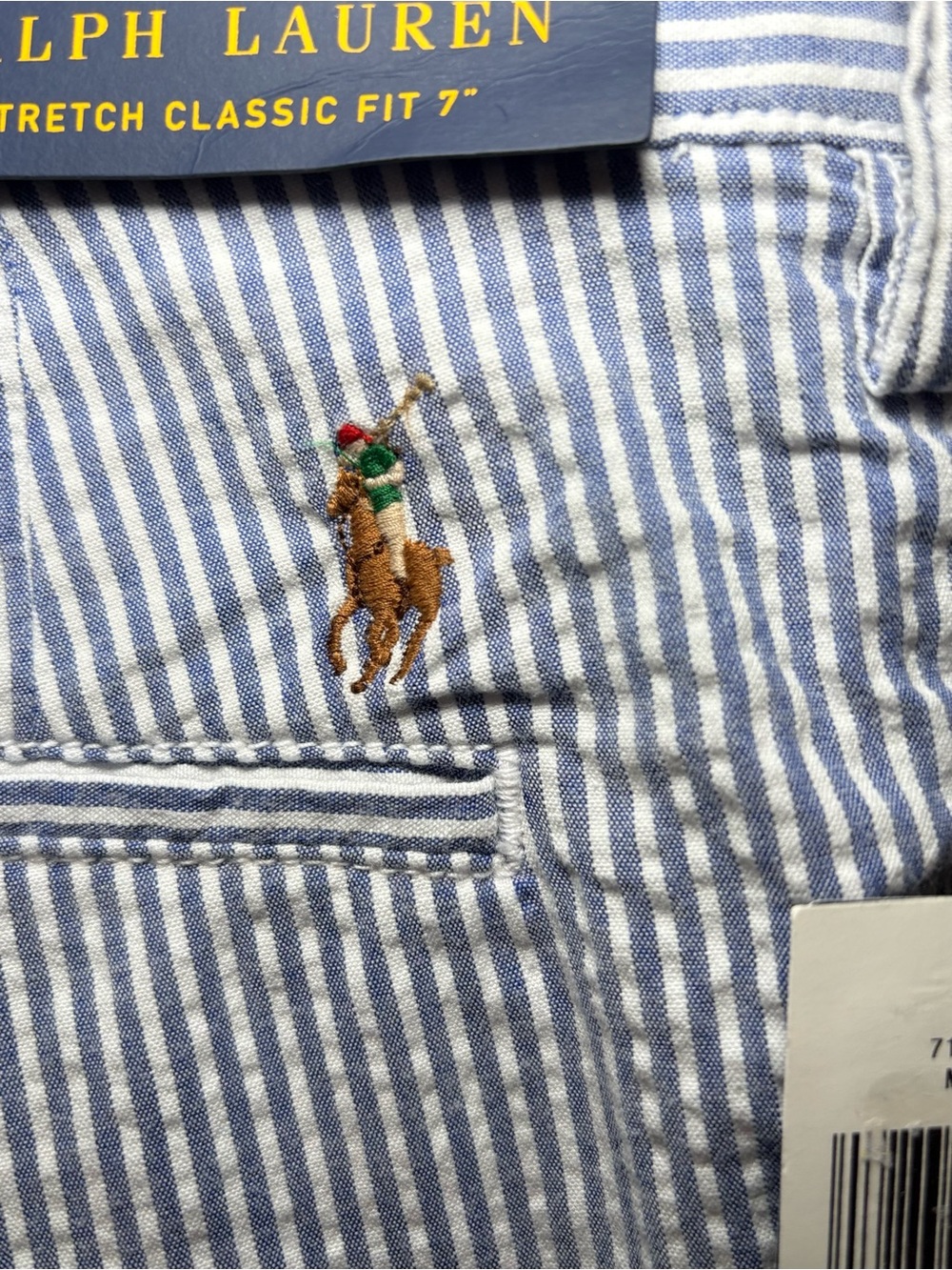 Polo Ralph Lauren Seersucker Shorts Men’s W36 Blue White Stripe Preppy Coastal - Picture 6 of 8